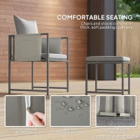 Outsunny Set Mobilier de Grădină din 9 Piese cu Masă, 4 Fotolii și 4 Scaune, 110x110x75 cm, Gri(m-5)