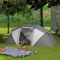 Outsunny 4-6 Man UV Protection Camping Tent - Charcoal Grey and White(m-9)