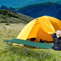 Outsunny Lit de camp lit d'appoint pliable 193 x 64 x 40 cm avec sac de transport polyester Oxford métal vert et gris(m-9)