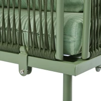 UV-Resistant Garden Lounge Set with Glass Coffee Table, Thick Cushions, L-Shaped Corner Sofa for 4-5 People, 120L x 60W x 86H cm, Green(m-10)