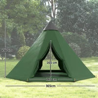 Outsunny 6 Men Tipi Tent with Carry Bag - Green(m-3)