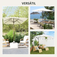 Outsunny Toldo de Substituição para Chapéu de Sol de 3x2 m Toldo de Reposição para Chapéu de Sol com Ventilação Superior Proteção UV 50+ Bege(m-4)