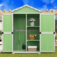 Weatherproof Fir Wood Tool House with Stable X Reinforcements, Eco-Friendly Outdoor Wooden Garden Storage Shed, 93L x 45W x 179H cm, Green(m-8)
