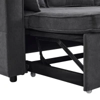 3-in-1 Convertible Sofa Bed with Internal Storage Chaise, L Shaped Sleeper Sofa with Cup Holders and Pillows, 211L x 130W x 86H cm, Grey(m-9)