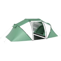 Outsunny 4-6 Man UV Protection Camping Tent - Green and White(m-10)