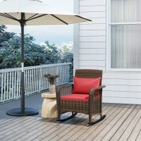 Outsunny Rattan Rocking Chair - Red(m-7)