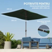 Outsunny Copertină de Rezervă pentru Umbrelă cu Ventilație în Partea Superioară, 300x200 cm, Verde(m-5)