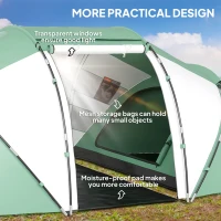 Outsunny 4-6 Man UV Protection Camping Tent - Green and White(m-6)