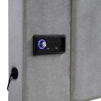 Upholstered King Size Bed with Stereo and Charging Ports, Velvet and Iron Frame, 218L x 182W x 103H cm, Grey(m-9)