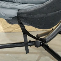 Outsunny Round Egg Basket Chair, with Steel Stand, Charcoal Grey(m-9)