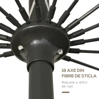 Outsunny Umbrelă de Grădină Înclinabilă cu Manivelă și 18 Spițe din Metal și Poliester, Ø250x240 cm, Gri Deschis(m-7)