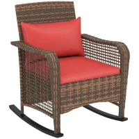 Outsunny Rattan Rocking Chair - Red(m-1)