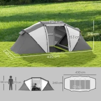 Outsunny 4-6 Man UV Protection Camping Tent - Charcoal Grey and White(m-3)