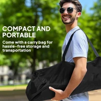 Outsunny Set of 2 Folding Camping Chairs, Padded Camping Chairs with Adjustable Armrests, Portable & Lightweight Folding Camp Chair with Cooler Bag, Cup Holder and Side Pockets, Black(m-7)