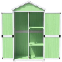 Weatherproof Fir Wood Tool House with Stable X Reinforcements, Eco-Friendly Outdoor Wooden Garden Storage Shed, 93L x 45W x 179H cm, Green(m-10)
