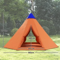 Outsunny 6 Men Tipi Tent with Carry Bag - Orange(m-3)
