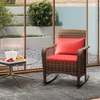 Outsunny Rattan Rocking Chair - Red(m-8)