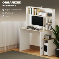 HOMCOM Birou pentru Computer cu Etajeră și Rafturi Deschise, 113x45x138,5 cm, Alb(m-4)