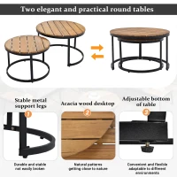 6-Piece Garden Lounge Set with Acacia Wood Tables, Galvanised Iron Frame, Ideal for Indoor and Outdoor Use, 160L x 64W x 75H cm, Grey(m-6)