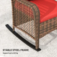 Outsunny Rattan Rocking Chair - Red(m-6)