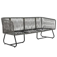 Space-Saving Outdoor Garden Lounge Set with Glass Coffee Table, Adjustable Foot Pads, Versatile Sofa Set for Patio, Porch, Backyard, Grey(m-13)