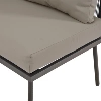 Modern Space-Saving L-Shaped Corner Sofa with Glass Coffee Table, Outdoor Garden Lounge Set for 4-5 People, 120L x 60W x 86H cm, Grey(m-12)