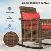 Outsunny Rattan Rocking Chair - Red(m-4)