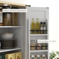 HOMCOM Armario de cocina buffet cocina 4 puertas 6 estantes a puerta 1 cajón y estantes ajustables 76,5x40x181 cm Blanco(m-4)