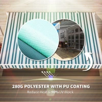 Outsunny handmatige knikarmluifel 4m met handslinger balkonluifel zonwering wandmontage balkon aluminium wit + groen 395 x 245 cm(m-5)