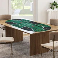SPORTNOW Tappetino per Tavolo da Poker fino a 10 Giocatori, Borsa per il Trasporto Inclusa, 180 x 90 x 0,5 cm, Verde e Nero(m-3)