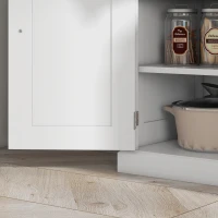 HOMCOM Credenza da Cucina Buffet con Ripiani Regolabili, 4 Ante e Grande Cassetto, 76 x 40 x 183 cm, Bianco(m-4)