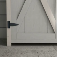 Outsunny Armario de Herramientas de Madera con 2 Puertas, Cobertizo de Herramientas con Techo de Asfalto, 110x55x117 cm, Gris claro(m-5)