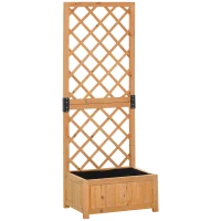 Outsunny Jardinera con Enrejado para Exteriores o Jardín, Maceta para Plantas Trepadoras en Madera 60x40x160cm(m-1)