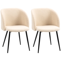 HOMCOM Set di 2 Sedie da Pranzo con Schienale in Tessuto Effetto Lana, Gambe in Acciaio, 55 x 62 x 80 cm, Beige e Nero