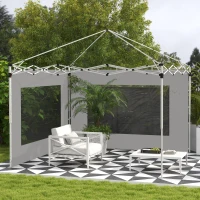 Outsunny Set di 2 Laterali per Tenda, Gazebo 295 x 195 cm, Pareti di Ricambio in Tessuto per Pergola da 6 x 3 o 3 x 3 M, Grigio(m-2)