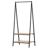 HOMCOM Stand Appendiabiti Guardaroba, Stile Contemporaneo, 2 Ripiani, in MDF e Acciaio, 64L x 43l x 149H cm, Nero