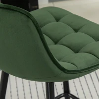 HOMCOM Set 2 Sgabelli da Bar con Schienale e Poggiapiedi Stile Nordico in Metallo e Velluto, Verde, 45x47x84cm(m-4)