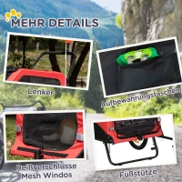 PawHut Remolque para perros, Remolque de Bicicleta, con Reflectores, 1 Bandera, con correa de seguridad 170x77x90 cm, Rojo(m-5)