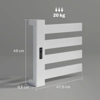 HOMCOM Sèche-Serviettes Électrique Mural pour Salle de Bain avec 4 Barres Chauffage Rapide Wi-Fi et Écran Tactile 47,5x9,5x49 cm Blanc(m-3)