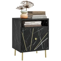 HOMCOM Elegant Bedside with Storage - Black/Gold Tone(m-11)