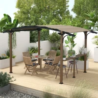 Outsunny Pergola tonnelle de jardín con mostrador techo en forma de arco - marco de aluminio y acero 4x2,6x2,4 m(m-2)