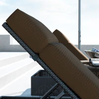 Outsunny Set di 2 Materassi per Sedia a Sdraio Lettino da Sole con Fasce di Fissaggio per Giardino, 196 L x 55 L cm, Marrone(m-4)