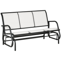 Outsunny Banco Columpio de Jardín para 3 Personas de Metal y Tejido de Malla Transpirable, 147x75x85cm, Beige