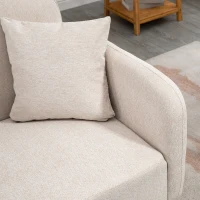 HOMCOM Divano a Due Posti, Design Moderno, Include 2 Cuscini, Gambe in Legno, 130 x 70 x 80 cm, Crema(m-3)