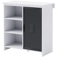 HOMCOM Buffet Mobile da Stoccaggio su piede 3 nicchie Armadio in Legno e porta in metallo grigio(m-5)