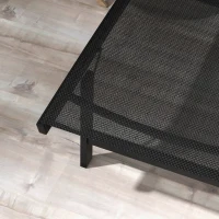 Outsunny Lote de 2 tumbonas de aluminio y textileno con ruedas, respaldo reclinable carga máx. 150 kg Negro(m-4)