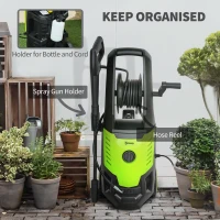 Outsunny 2200W High Pressure Washer, 170 Bar Pressure, 420 L/h Flow, Portable Electric Power Washer Jet Wash Cleaner with Adjustable Nozzle 6M Hose and Hose Reel for Home Patio Car Driveway(m-7)