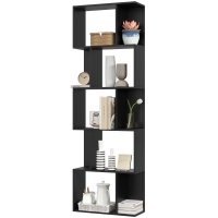HOMCOM Etagère à Livres en Bois à 5 Niveaux Design Moderne en Bois, 60x24x184.5 cm, Noir