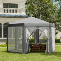 Outsunny Carpa cenador carpa de recepción hexagonal de estilo acogedor metal poliéster Gris(m-2)