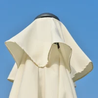 Outsunny Ombrellone Rettangolare da Giardino Inclinabile Rotondo Ø 2,5 m con 18 Stecche, Manovella, Asta in Metallo, Fibra di Vetro, Poliestere ad Alta Densità, Beige(m-3)